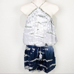 Stylish Tie-Dye Jumpsuit in Blue and Gray